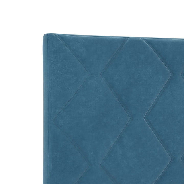Ottoman seng med madras og LED Mørkeblå 200 x 200 cm Velour