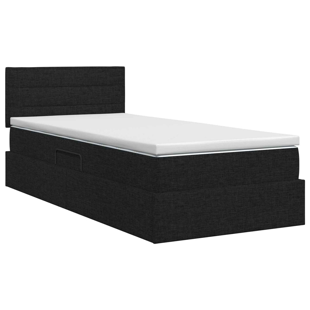 Seng med opbevaring og madras Sort 90 x 190 cm Fløjl