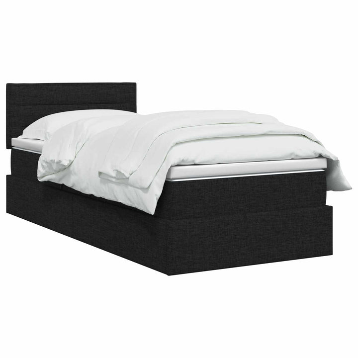 Seng med opbevaring og madras Sort 90 x 190 cm Fløjl