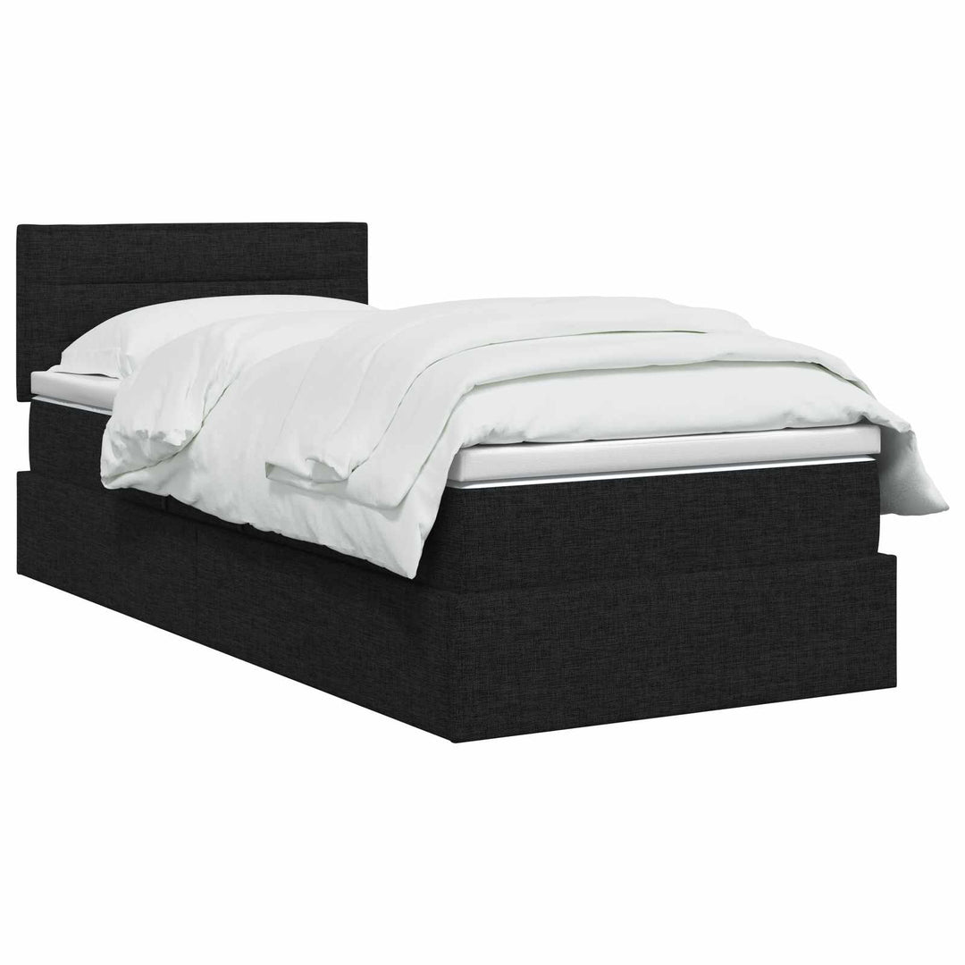 Seng med opbevaring og madras Sort 100 x 200 cm Fløjl