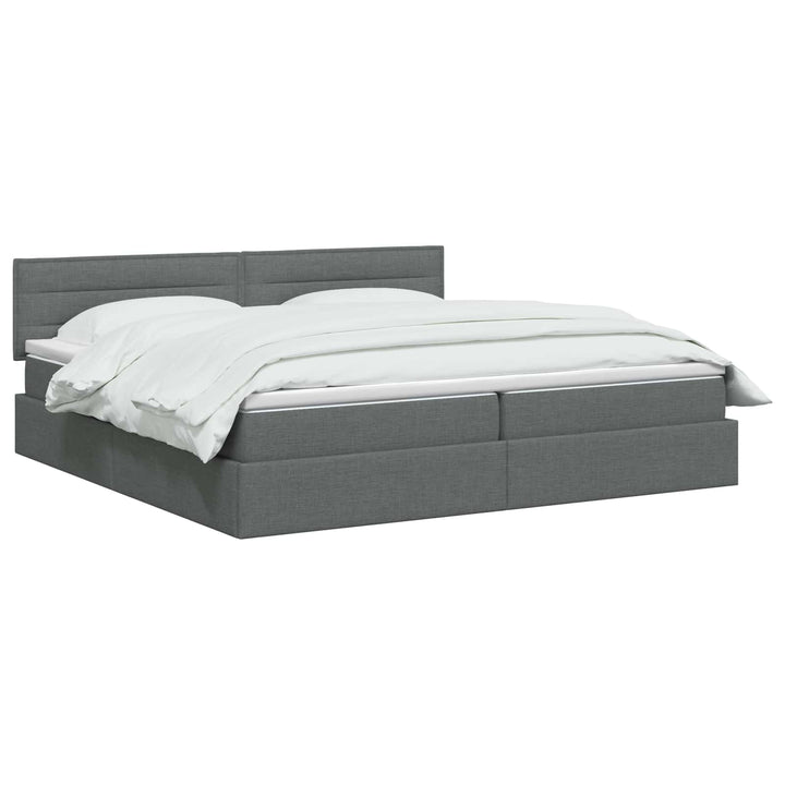 Seng med opbevaring og madras Mørkegrå 200 x 200 cm Fløjl