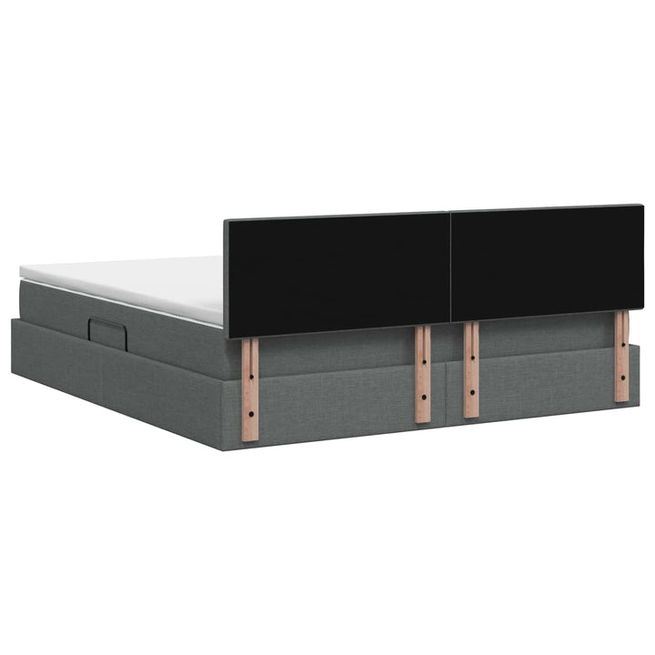 Seng med opbevaring og madras Mørkegrå 140 x 190 cm Fløjl