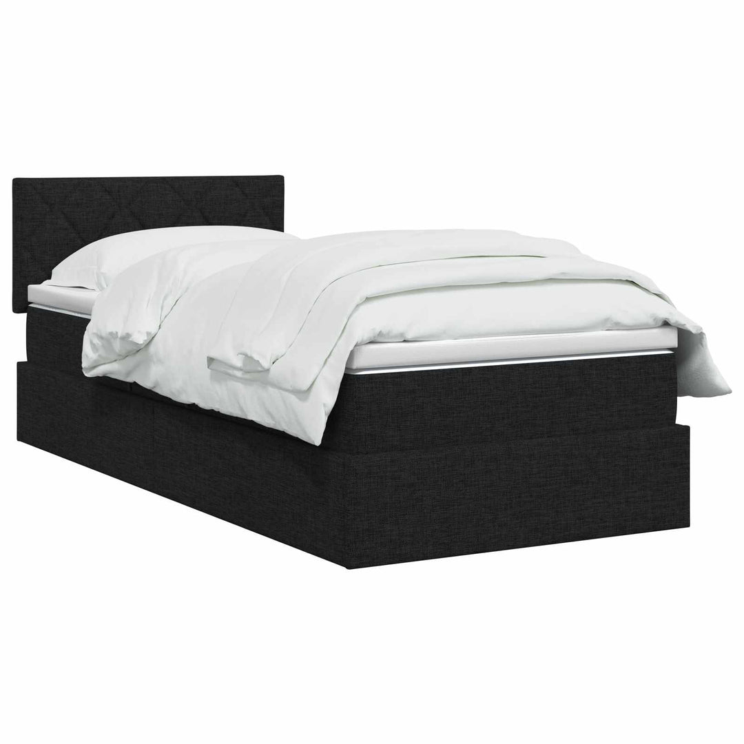 Seng med opbevaring og madras Sort 100 x 200 cm Fløjl