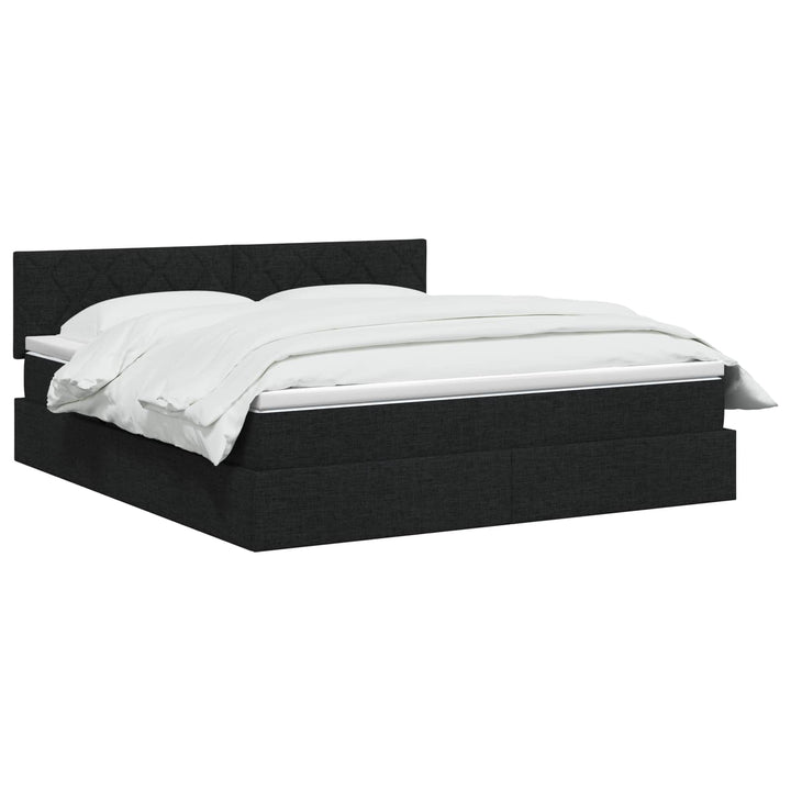 Seng med opbevaring og madras Sort 140 x 190 cm Fløjl