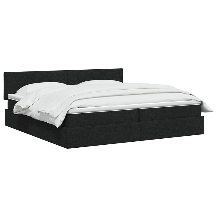 Seng med opbevaring og madras Sort 200 x 200 cm Fløjl
