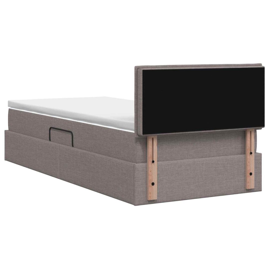 LED opbevarings seng med madras Gråbrun 90 x 200 cm Stof