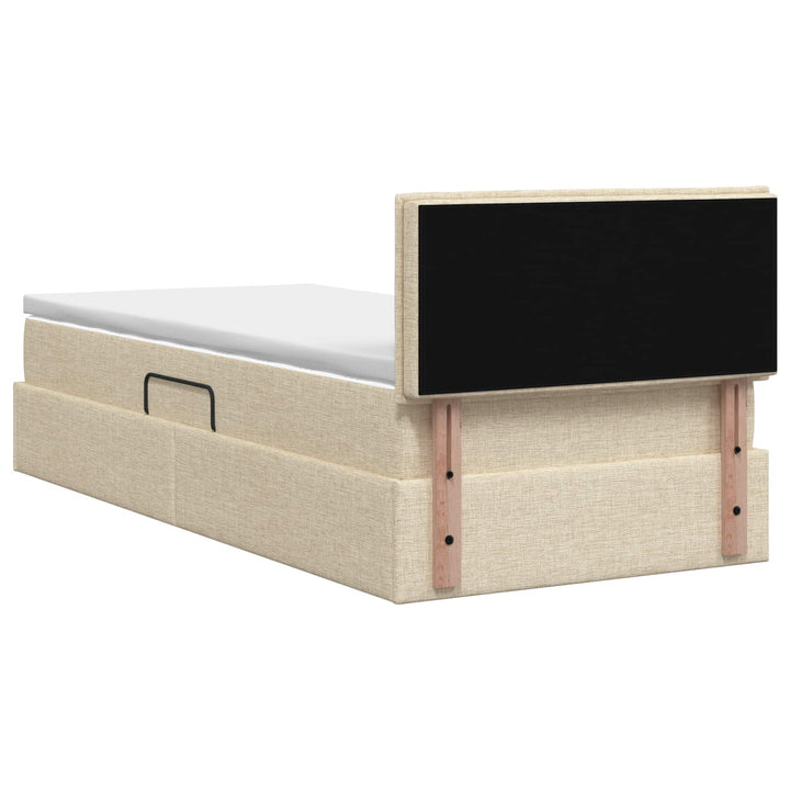 LED opbevarings seng med madras Cremefarvet 100 x 200 cm Stof