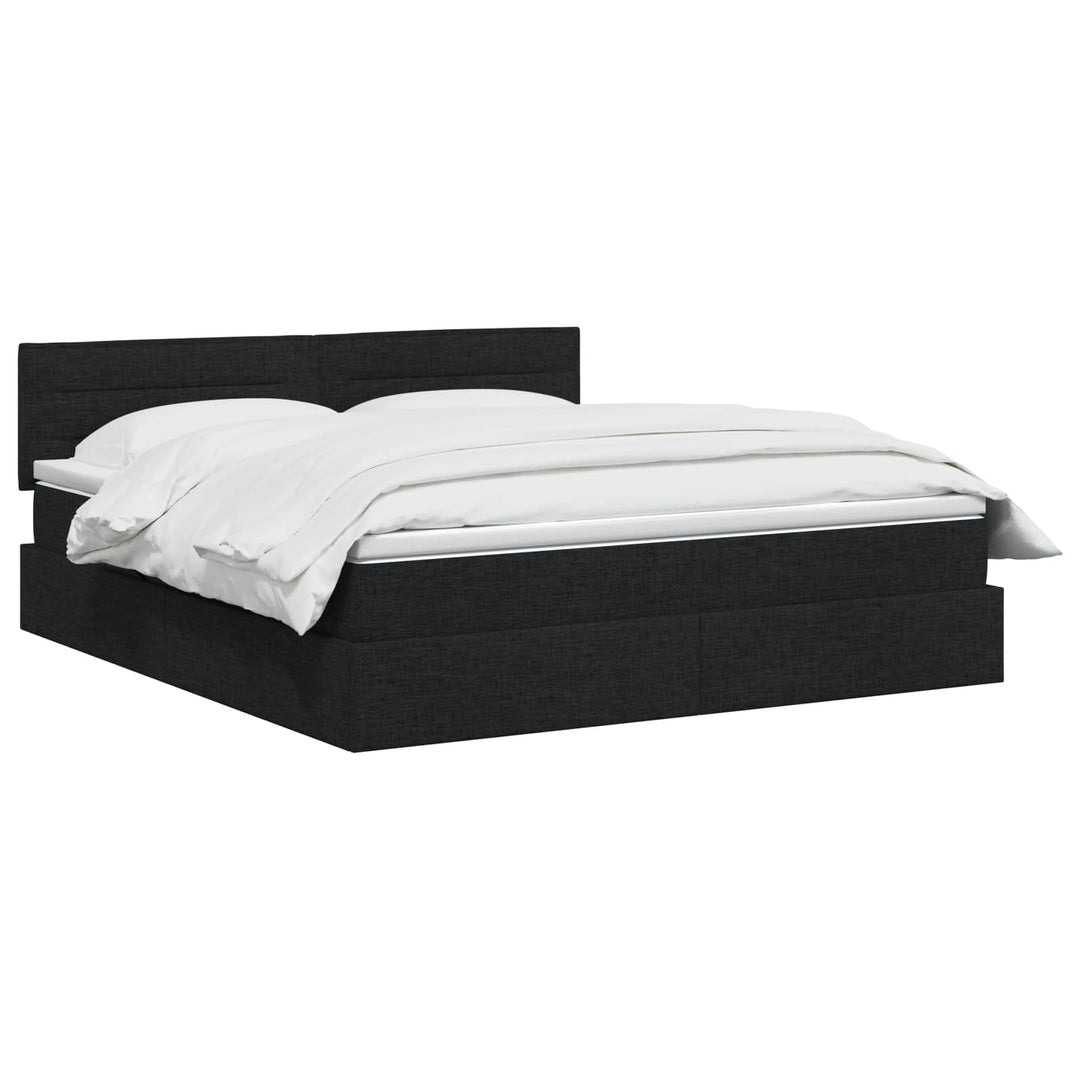 LED opbevarings seng med madras Sort 140 x 190 cm Stof