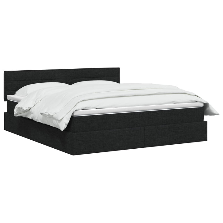 LED opbevarings seng med madras Sort 140 x 190 cm Stof
