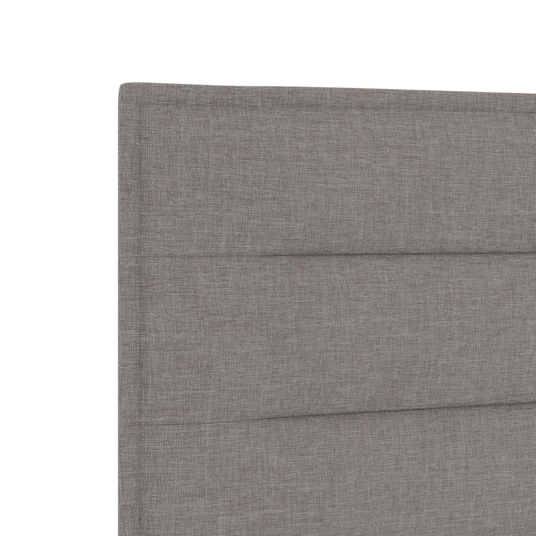 LED opbevarings seng med madras Gråbrun 140 x 200 cm Stof