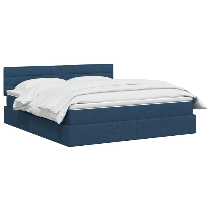 LED opbevarings seng med madras Blå 140 x 200 cm Stof