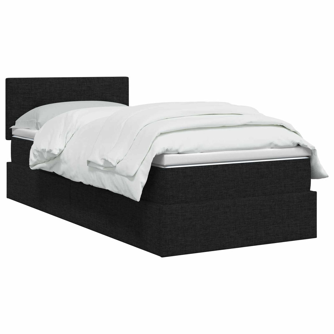 LED opbevarings seng med madras Sort 90 x 190 cm Stof