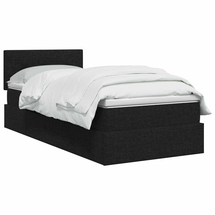 LED opbevarings seng med madras Sort 90 x 200 cm Stof