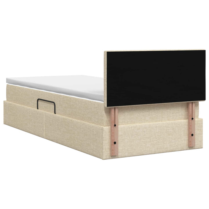 LED opbevarings seng med madras Cremefarvet 100 x 200 cm Stof