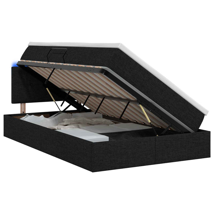 LED opbevarings seng med madras Sort 120 x 200 cm Stof
