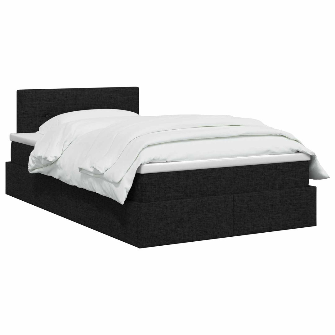 LED opbevarings seng med madras Sort 120 x 200 cm Stof