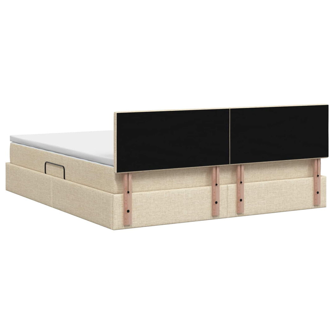 LED opbevarings seng med madras Cremefarvet 160 x 200 cm Stof