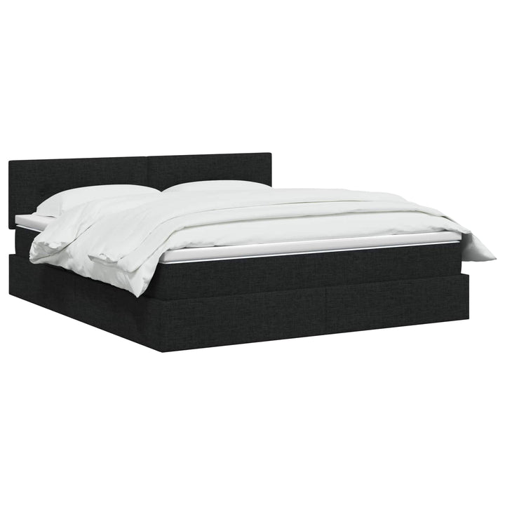 LED opbevarings seng med madras Sort 180 x 200 cm Stof
