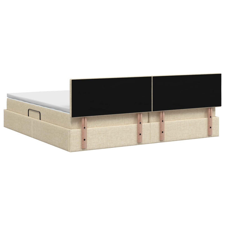 LED opbevarings seng med madras Cremefarvet 200 x 200 cm Stof