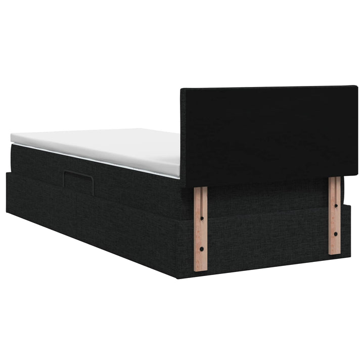 LED opbevarings seng med madras Sort 90 x 190 cm Stof