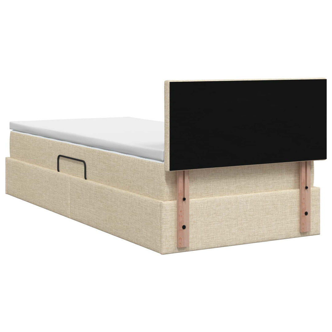 LED opbevarings seng med madras Cremefarvet 100 x 200 cm Stof