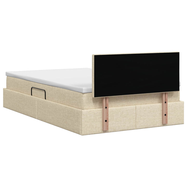 LED opbevarings seng med madras Cremefarvet 120 x 190 cm Stof