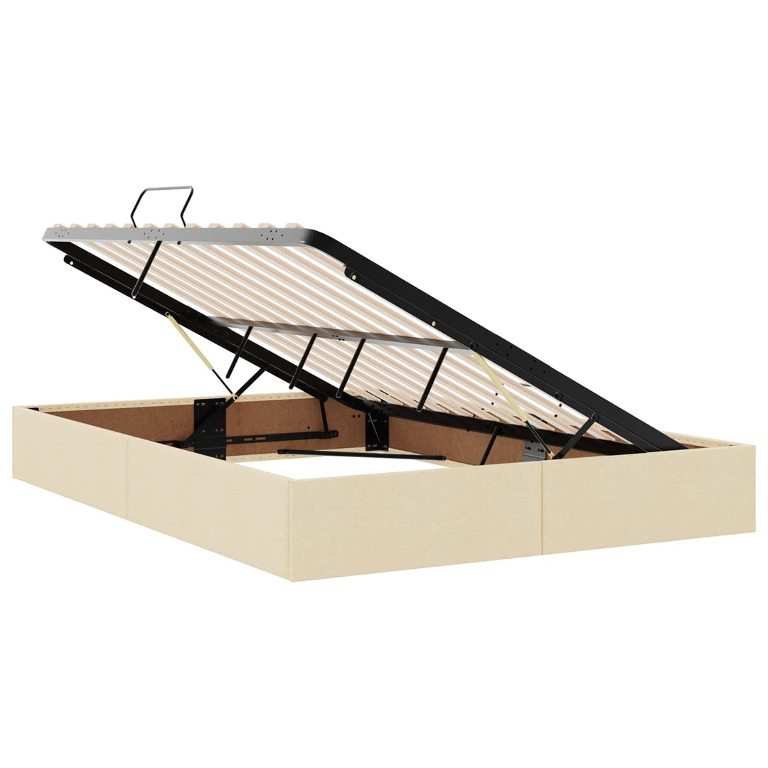 LED opbevarings seng med madras Cremefarvet 160 x 200 cm Stof