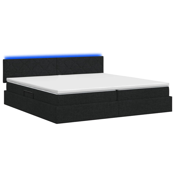 LED opbevarings seng med madras Sort 200 x 200 cm Stof