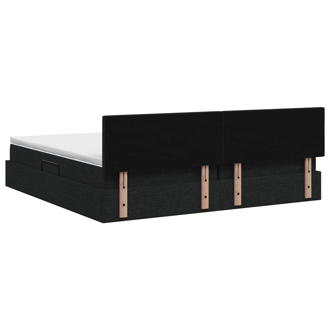 LED opbevarings seng med madras Sort 200 x 200 cm Stof