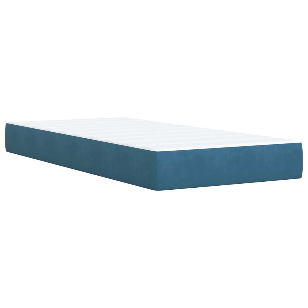 LED opbevarings seng med madras Mørk blå 100 x 200 cm Fløjl