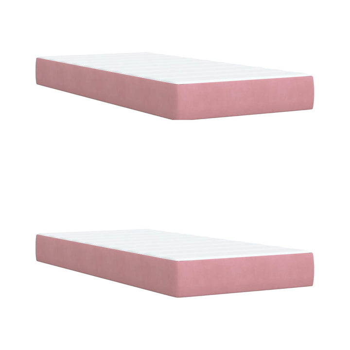LED opbevarings seng med madras Lyserød 200 x 200 cm Fløjl
