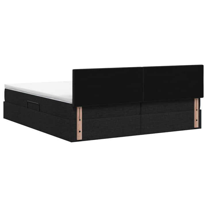 LED opbevarings seng med madras Sort 180 x 200 cm Stof