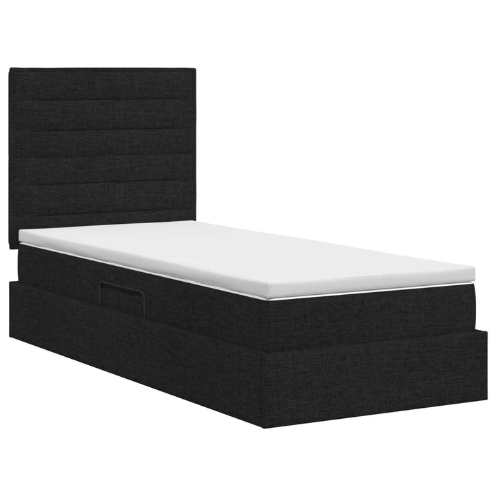 Seng med opbevaring og madras Sort 90 x 190 cm Stof