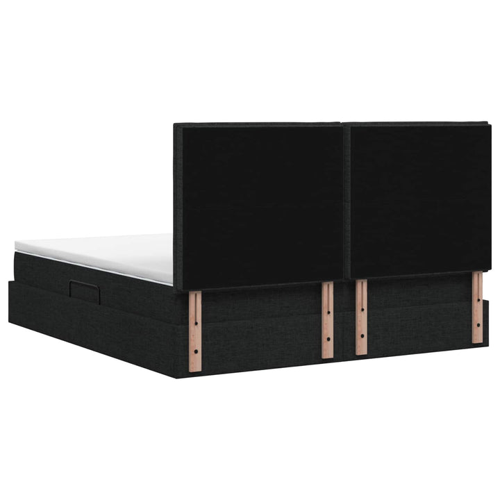 Seng med opbevaring og madras Sort 140 x 190 cm Stof