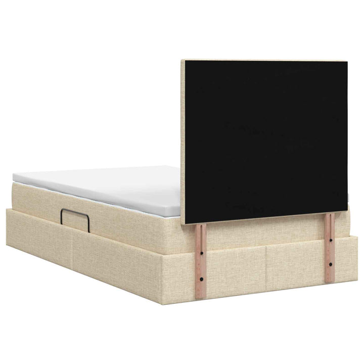 Seng med opbevaring og madras Cremefarvet 120 x 200 cm Stof