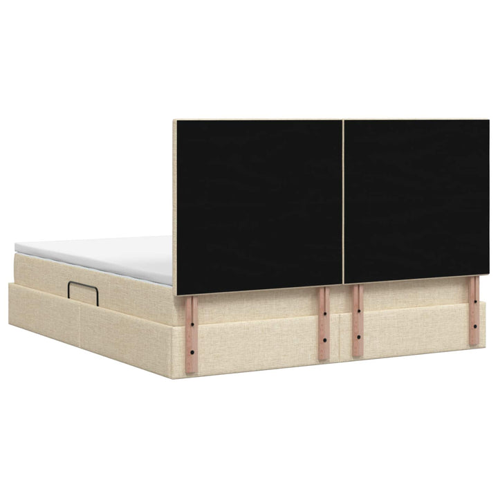 Seng med opbevaring og madras Cremefarvet 180 x 200 cm Stof