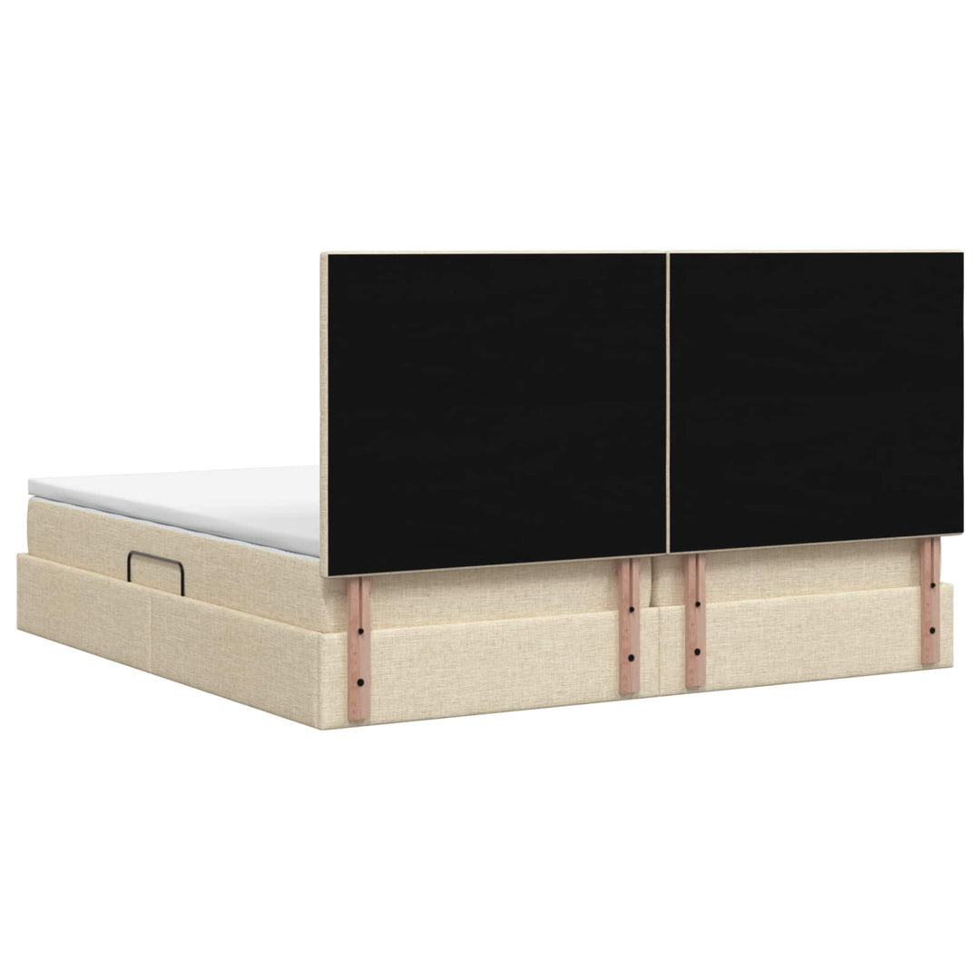 Seng med opbevaring og madras Cremefarvet 200 x 200 cm Stof