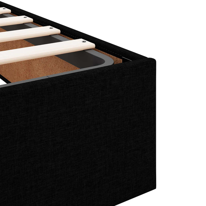 Seng med opbevaring og madras Sort 90 x 200 cm Stof