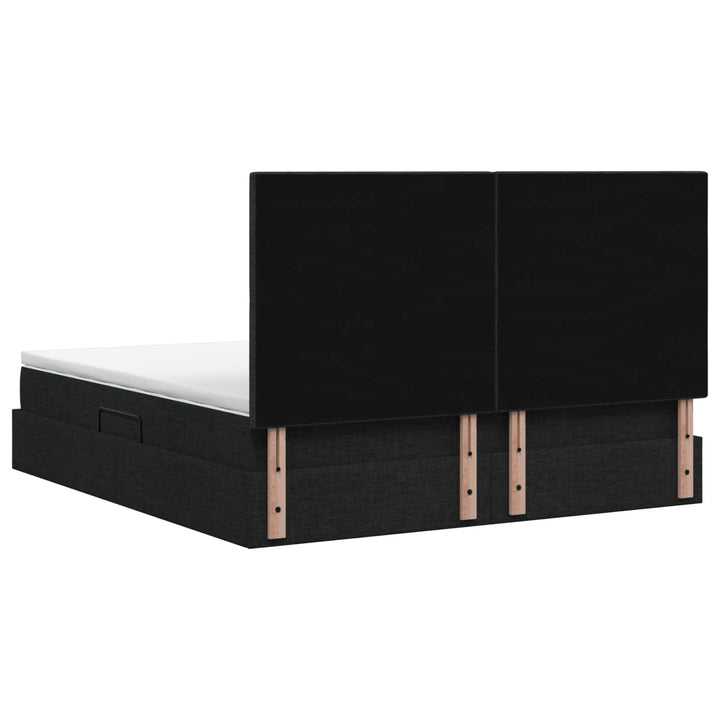 Seng med opbevaring og madras Sort 140 x 190 cm Stof