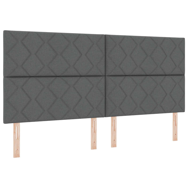 Seng med opbevaring og madras Mørkegrå 200 x 200 cm Stof