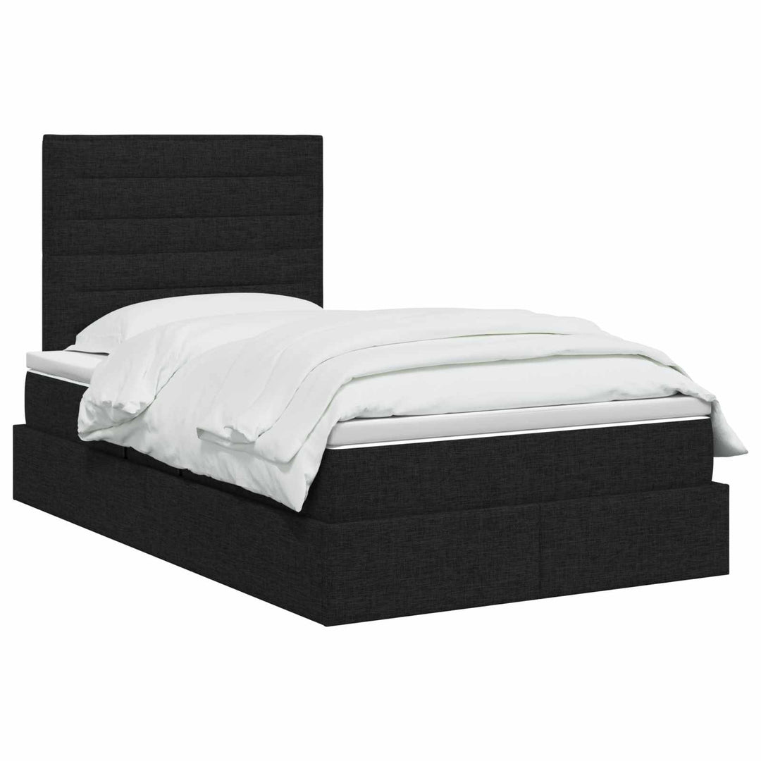 LED opbevarings seng med madras Sort 120 x 200 cm Stof