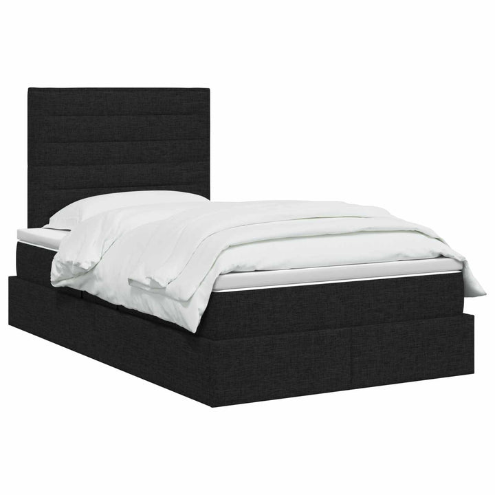 LED opbevarings seng med madras Sort 120 x 200 cm Stof