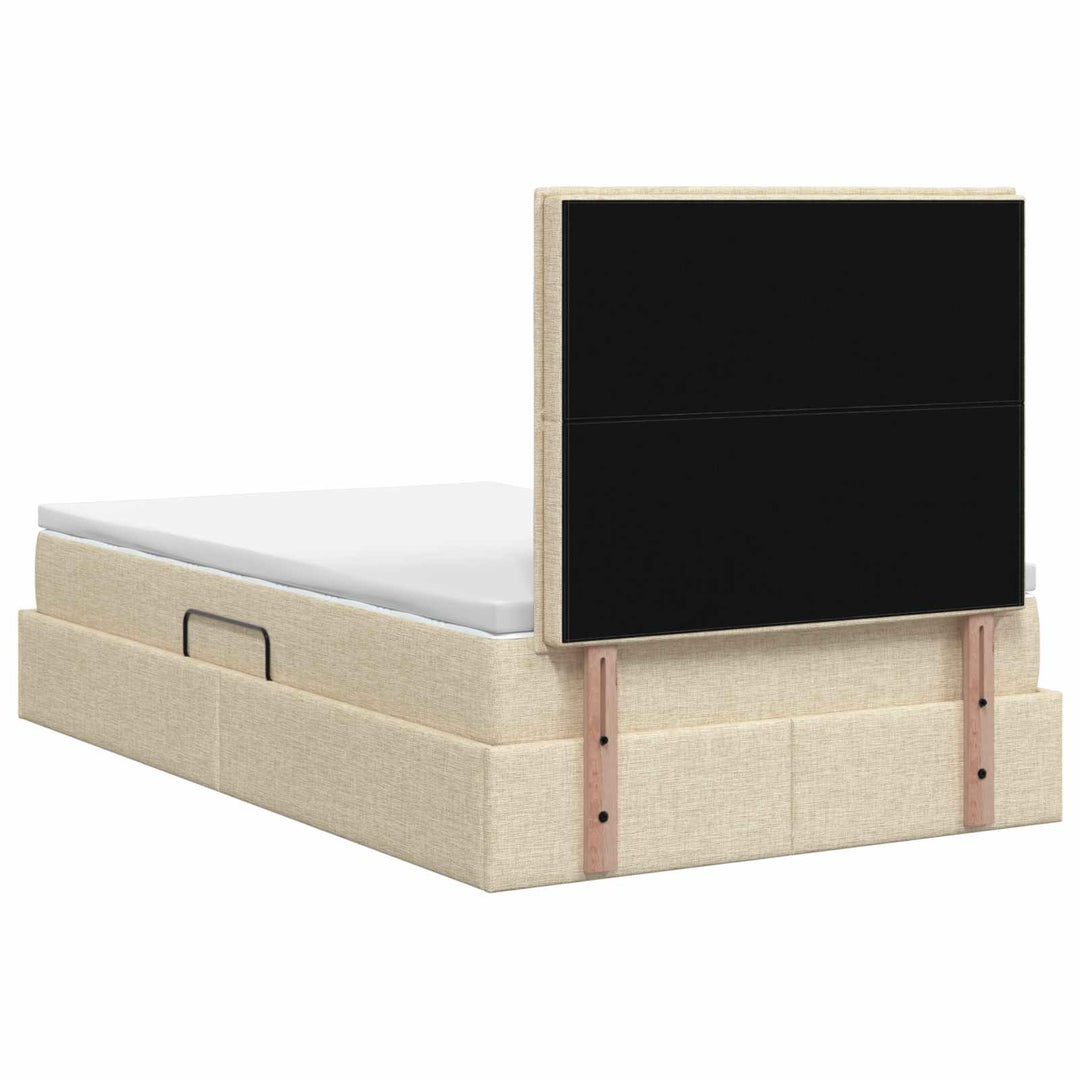 LED opbevarings seng med madras Cremefarvet 120 x 200 cm Stof