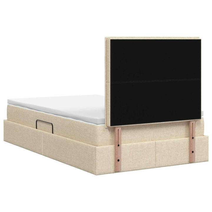 LED opbevarings seng med madras Cremefarvet 120 x 200 cm Stof