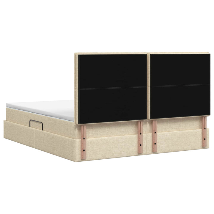 LED opbevarings seng med madras Cremefarvet 180 x 200 cm Stof
