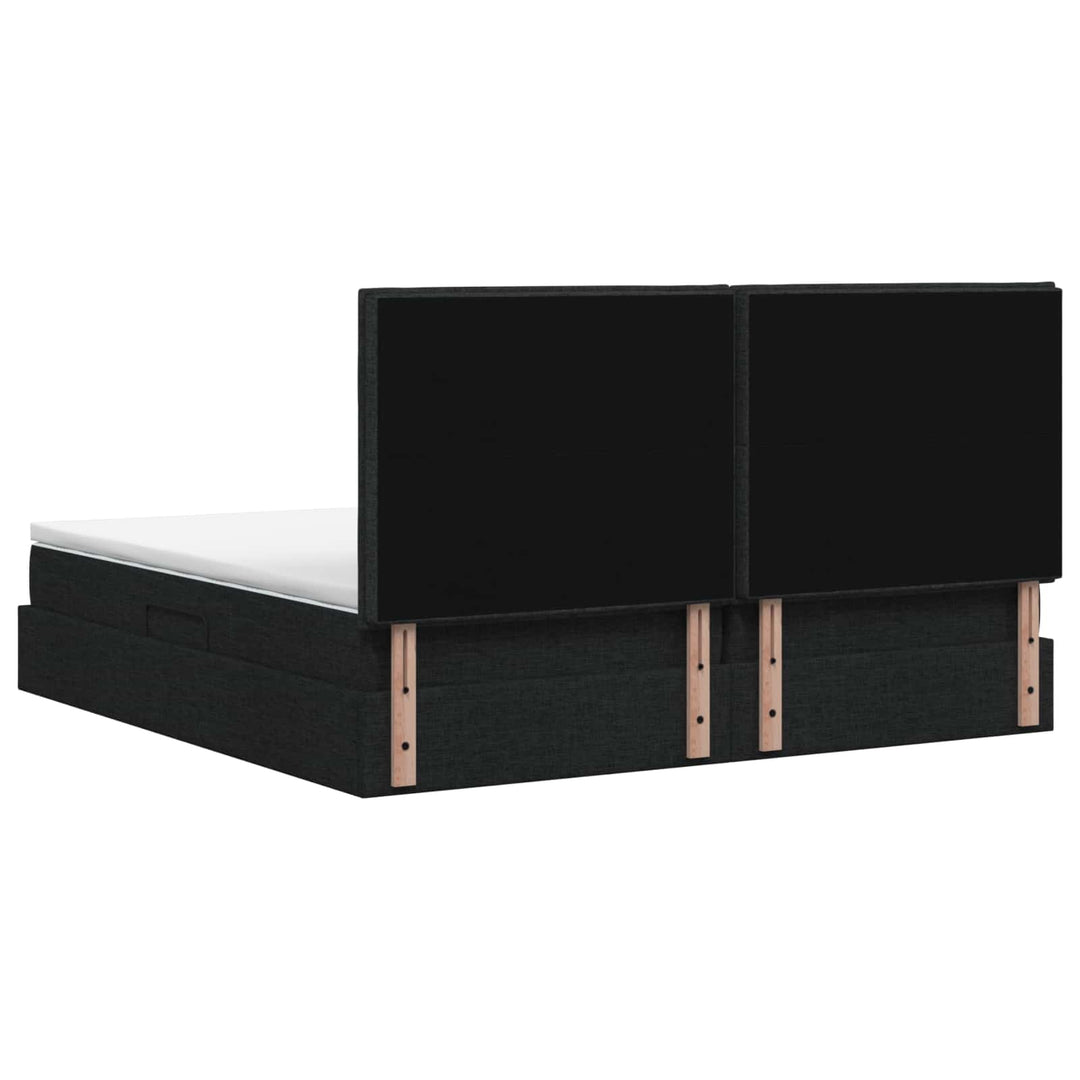 LED opbevarings seng med madras Sort 200 x 200 cm Stof