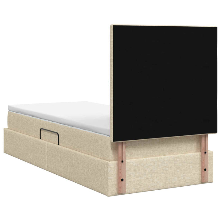 LED opbevarings seng med madras Cremefarvet 90 x 200 cm Stof