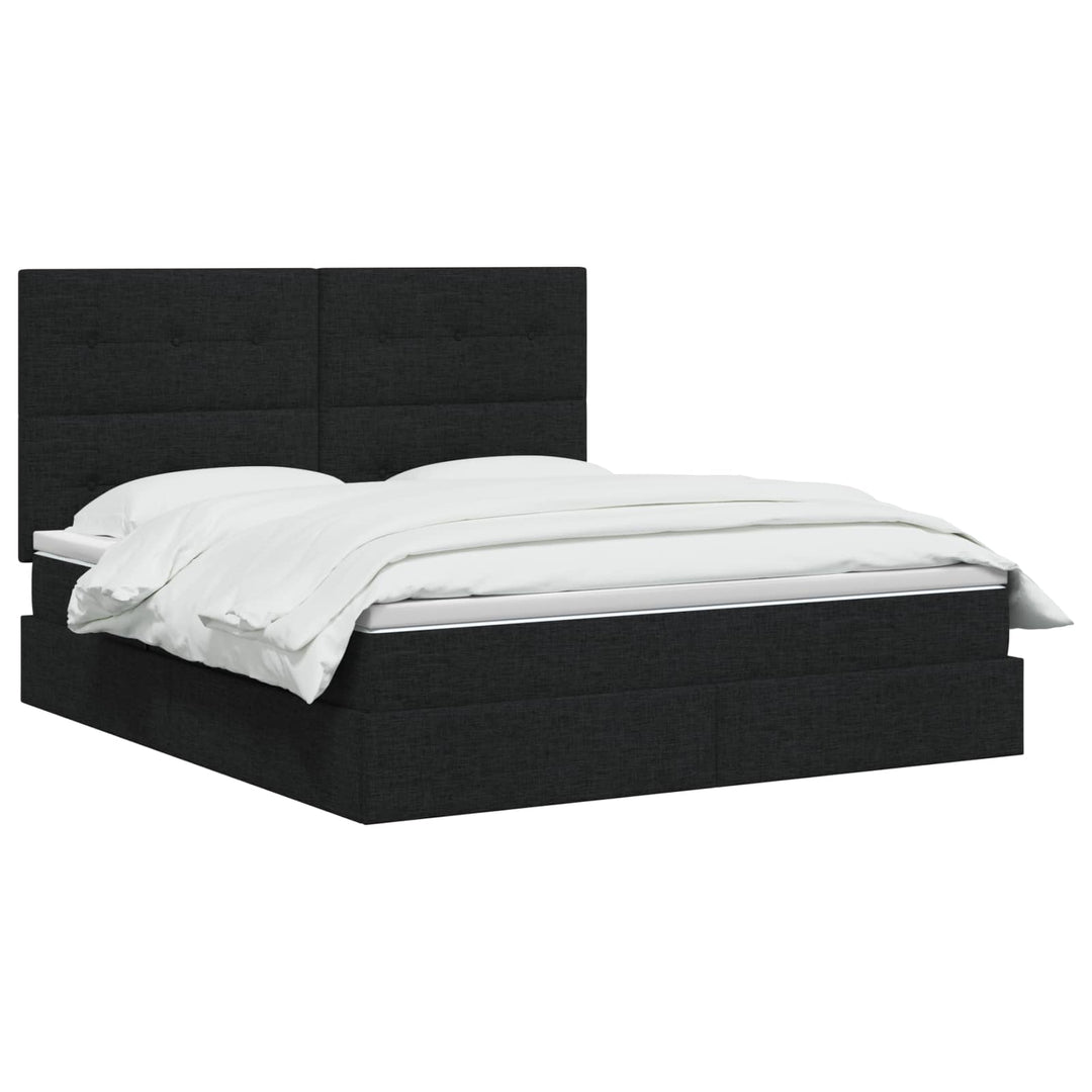 LED opbevarings seng med madras Sort 140 x 190 cm Stof