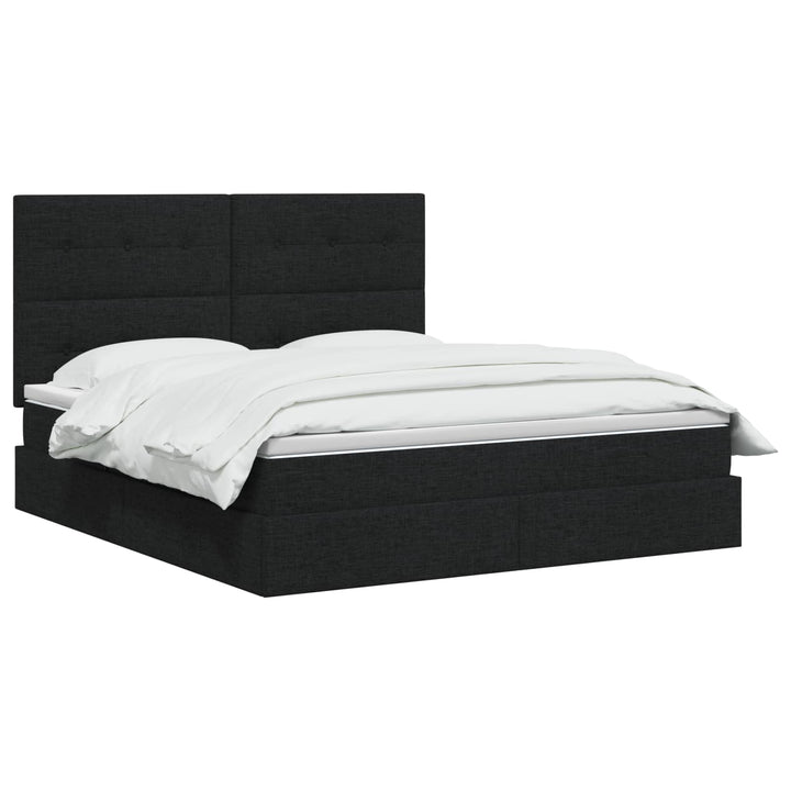 LED opbevarings seng med madras Sort 140 x 190 cm Stof
