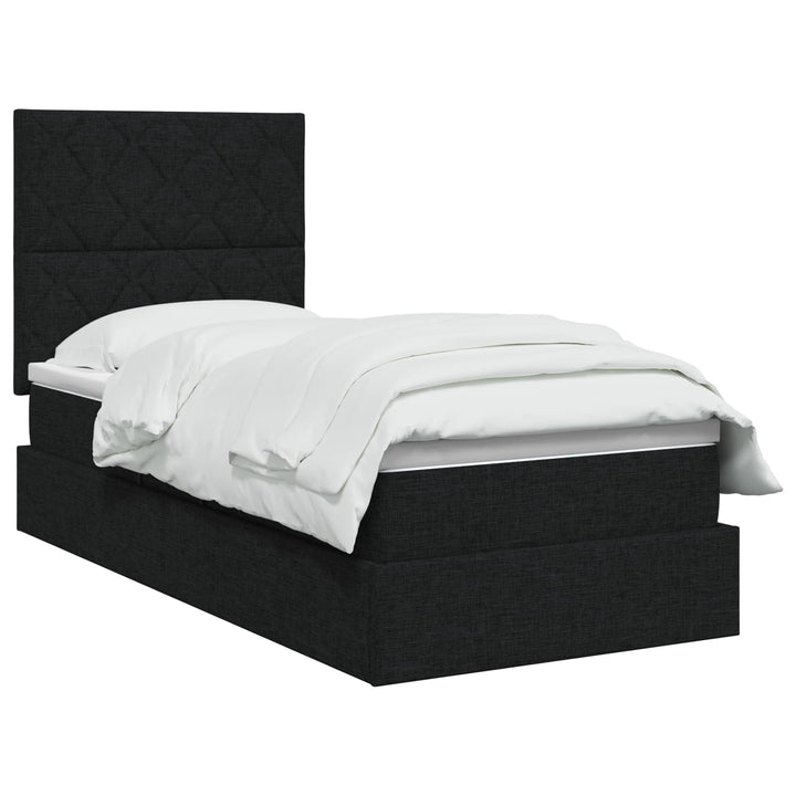LED opbevarings seng med madras Sort 90 x 190 cm Stof
